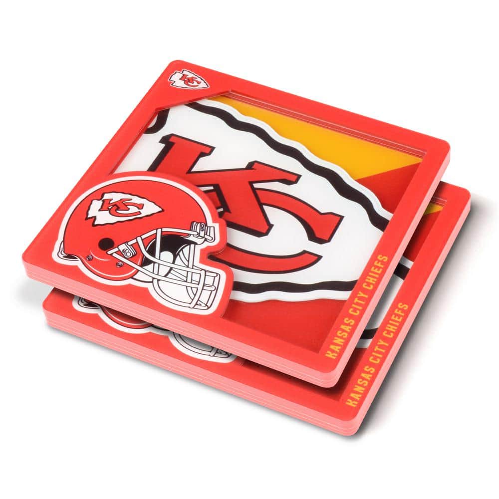 NFL Kansas City Chiefs 3D Logo 2-Piece Assorted Colors Acrylic Coasters - Hercitys