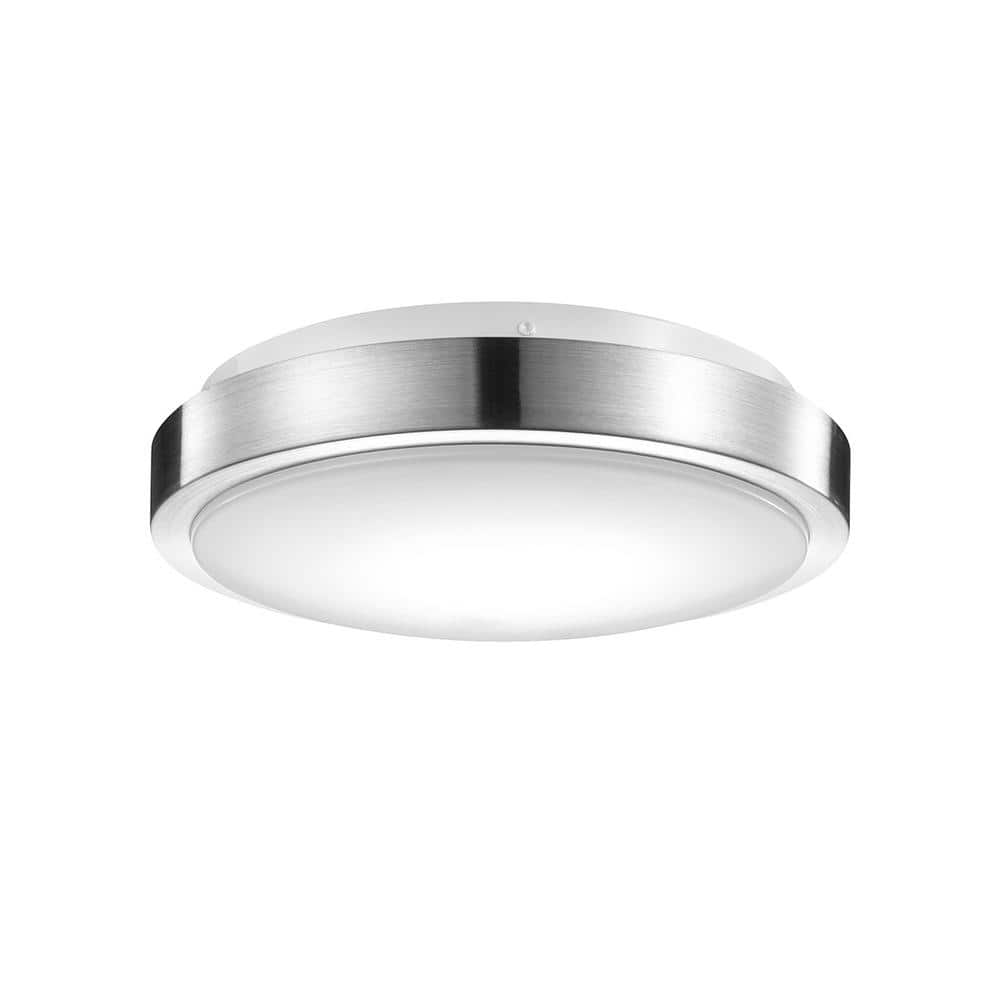 Wi-Fi Smart 11 in, 1-Light Brushed Nickel Smart LED Integrated Flush Mount - Hercitys