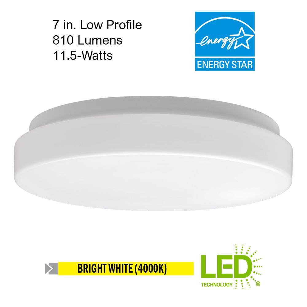 Low Profile 7 in. White Round 4000K Bright White LED Flush Mount Ceiling Light 810 Lumens Modern Smooth Cover (6-Pack) - Hercitys