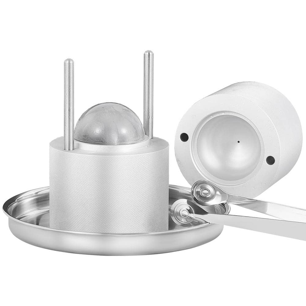 Silver Ice Ball Press Kit, Round Ice Ball Maker 2.4 in./60 mm. Ice Sphere, for Whiskey, Cocktail on Party and Holiday - Hercitys