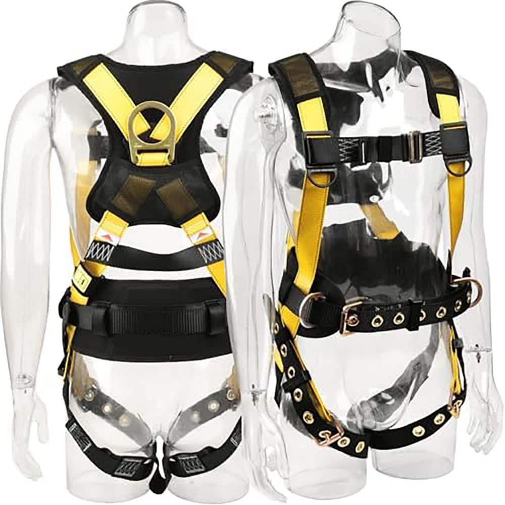 Industrial Fall Protection Safety Harness 3D-Rings Waist and Leg Tongue Buckles Shoulder Pad Support ANSI Compliant - Hercitys