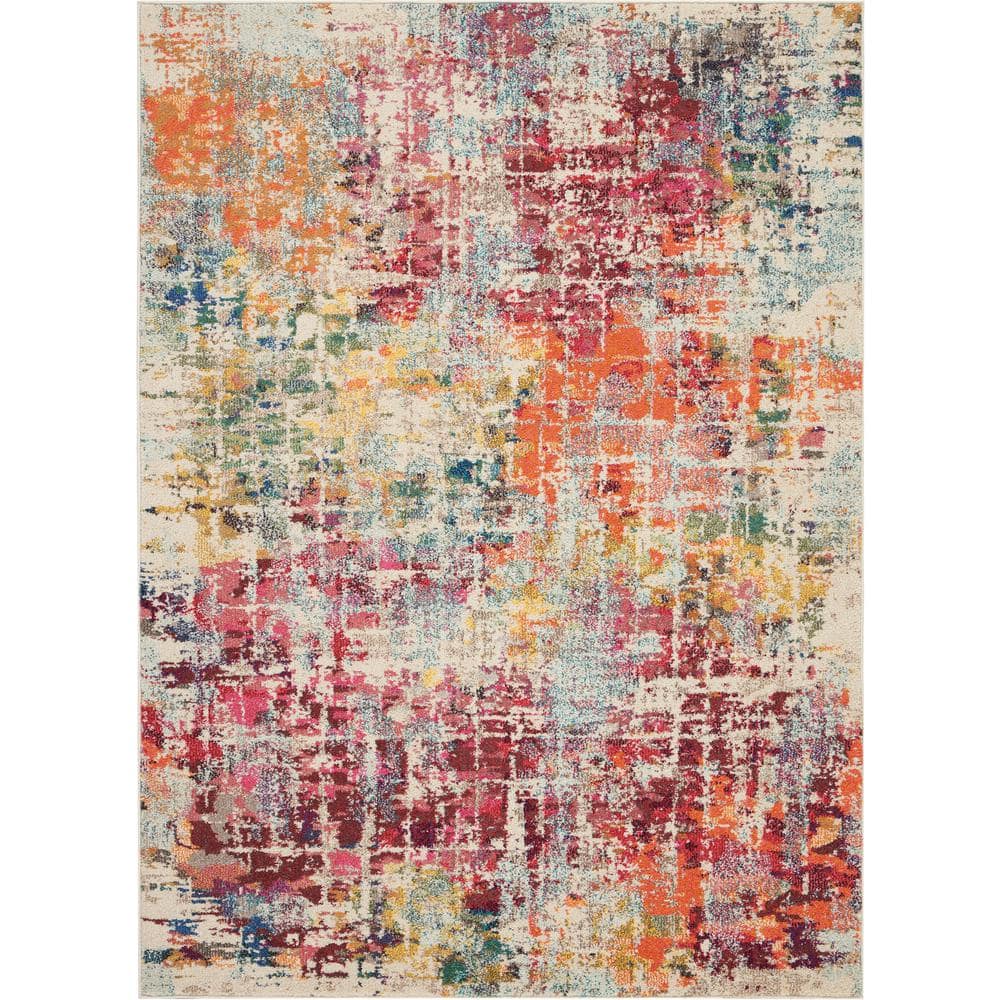 Celestial Pink/Multicolor 5 ft. x 7 ft. Abstract Vintage Area Rug - Hercitys