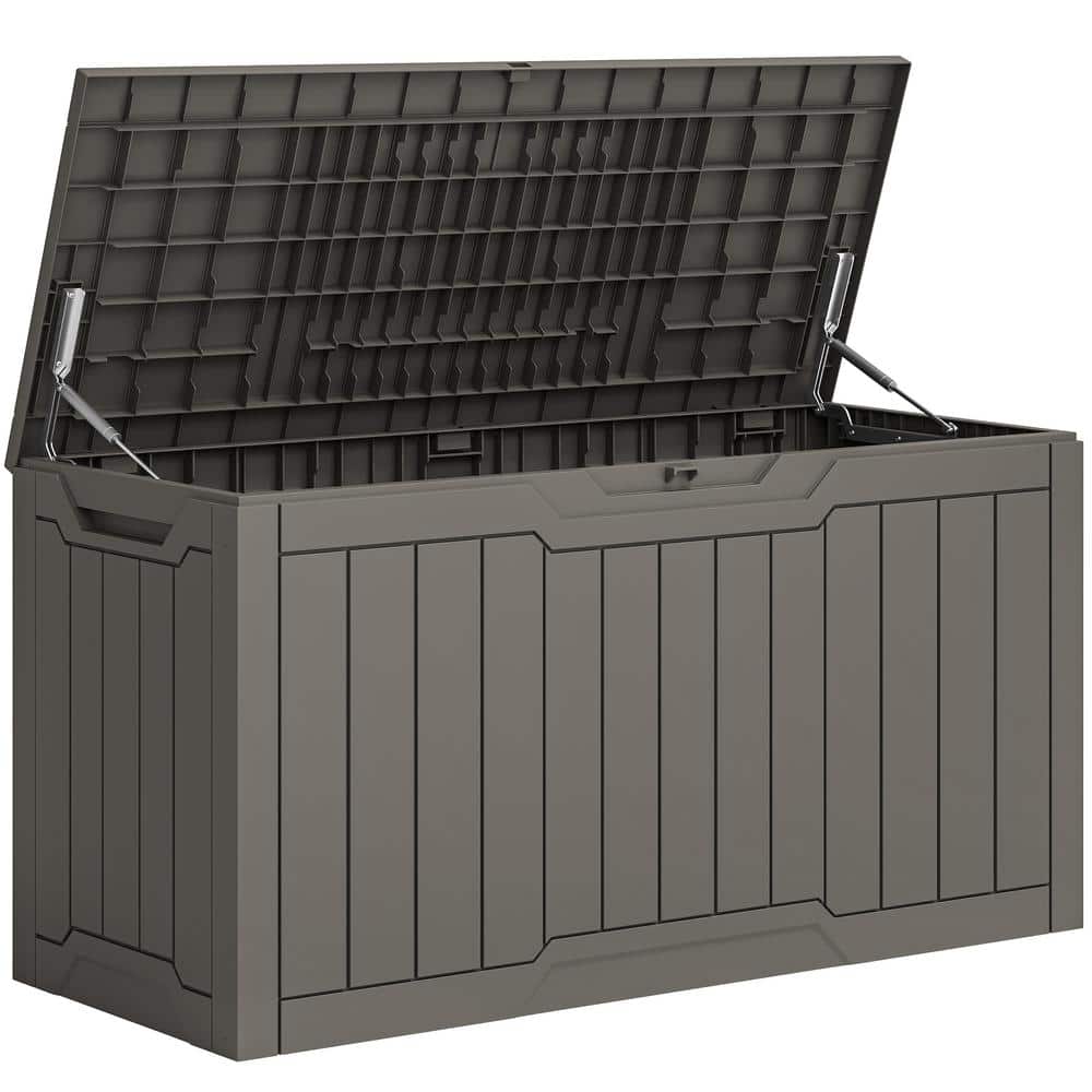 80 Gal. Light Brown Waterproof Resin Outdoor Deck Box - Hercitys