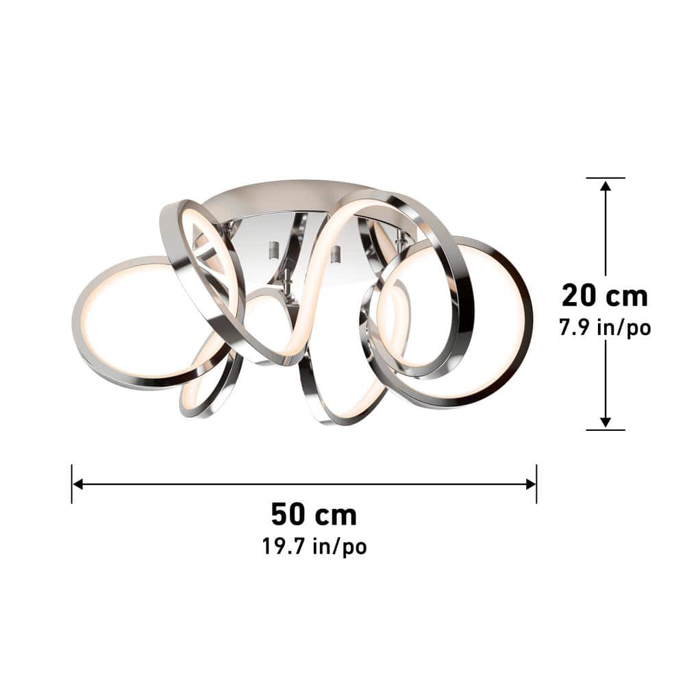 Swirl 19.7 in. Modern Chrome Integrated LED Flush Mount Light Ceiling Light - Hercitys