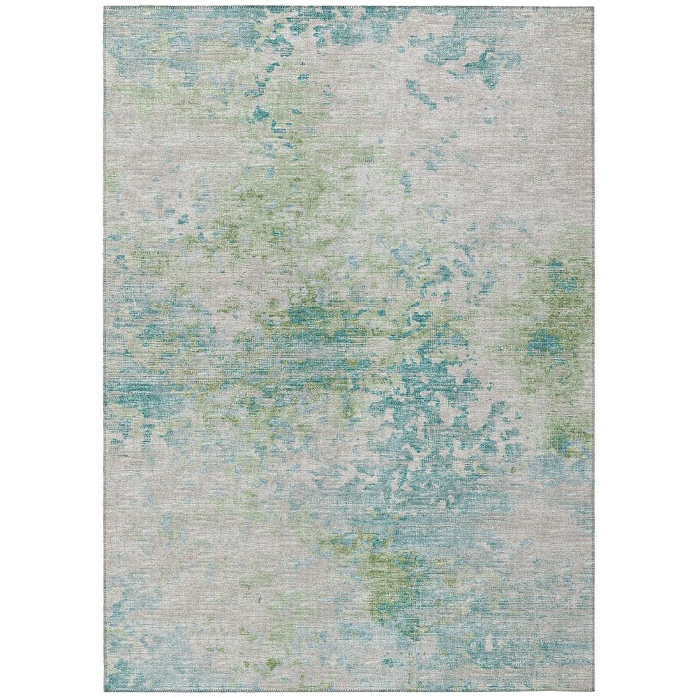 Accord Green 5 ft. x 7 ft. 6 in. Abstract Indoor/Outdoor Washable Area Rug - Hercitys