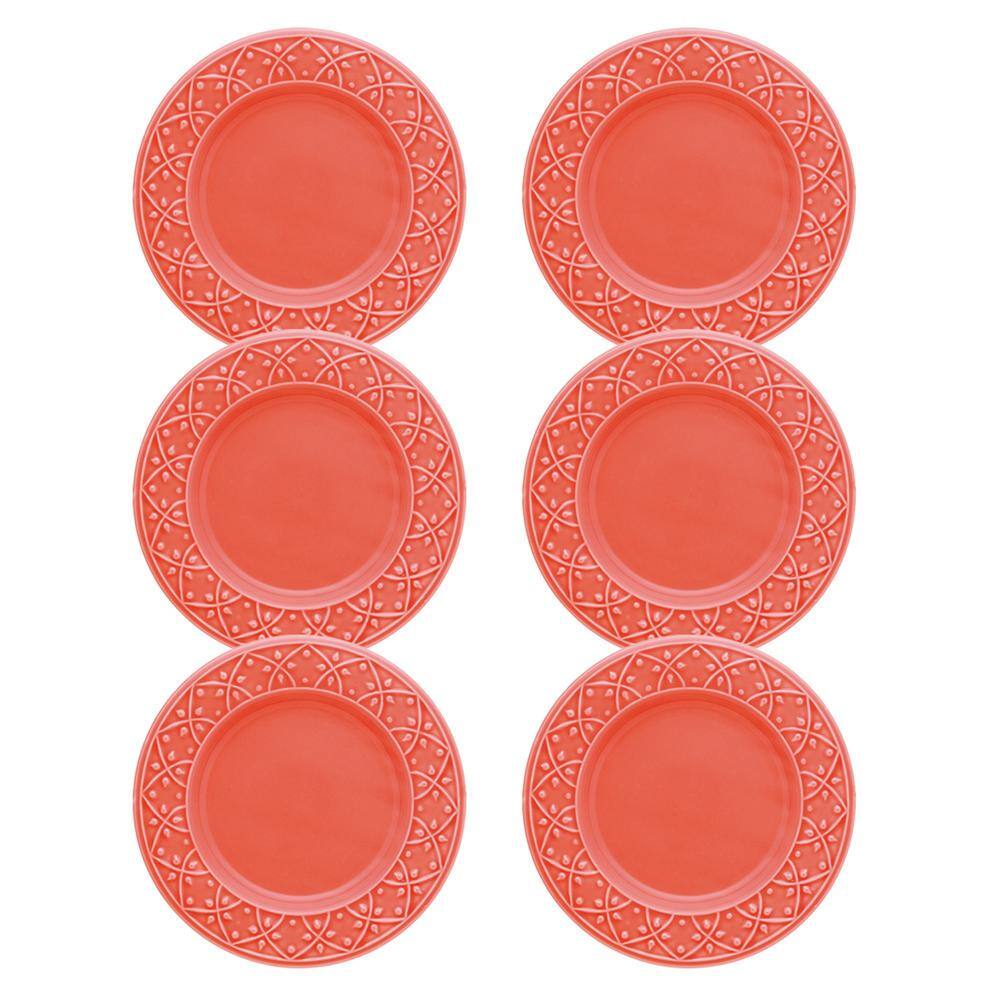 7.87 in. Mendi Coral Salad Plates (Set of 6) - Hercitys