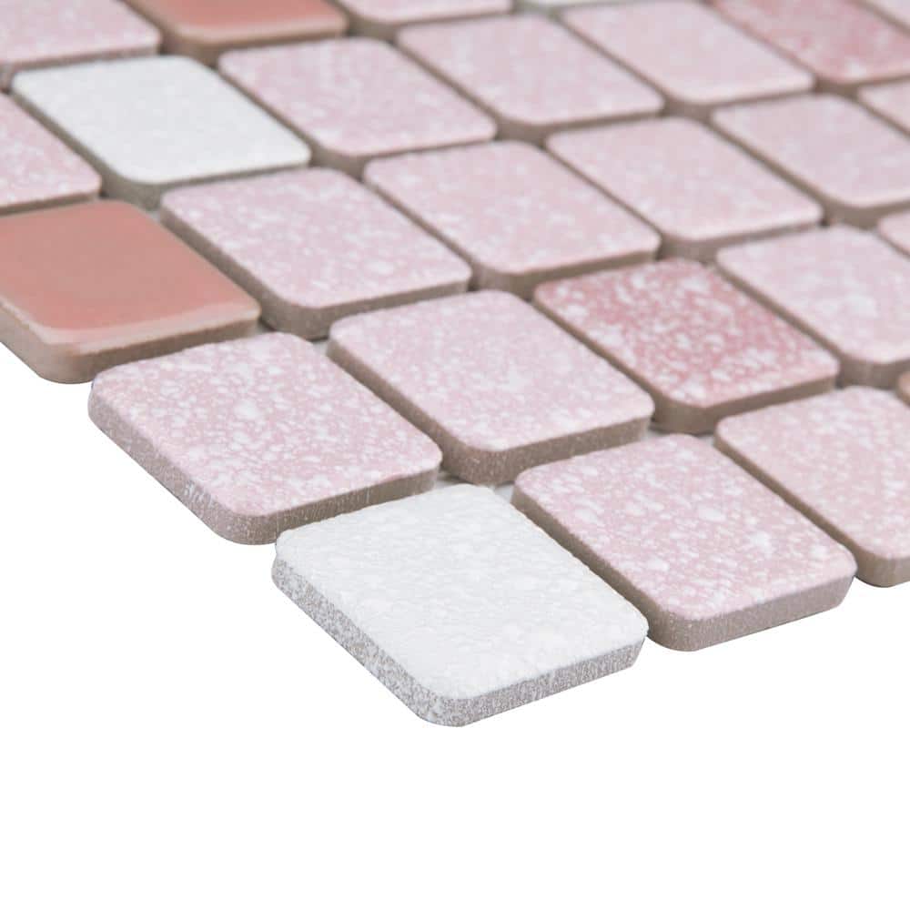 Crystalline Square Pink 11-3/4 in. x 11-3/4 in. Porcelain Mosaic Tile (9.8 sq. ft./Case) - Hercitys
