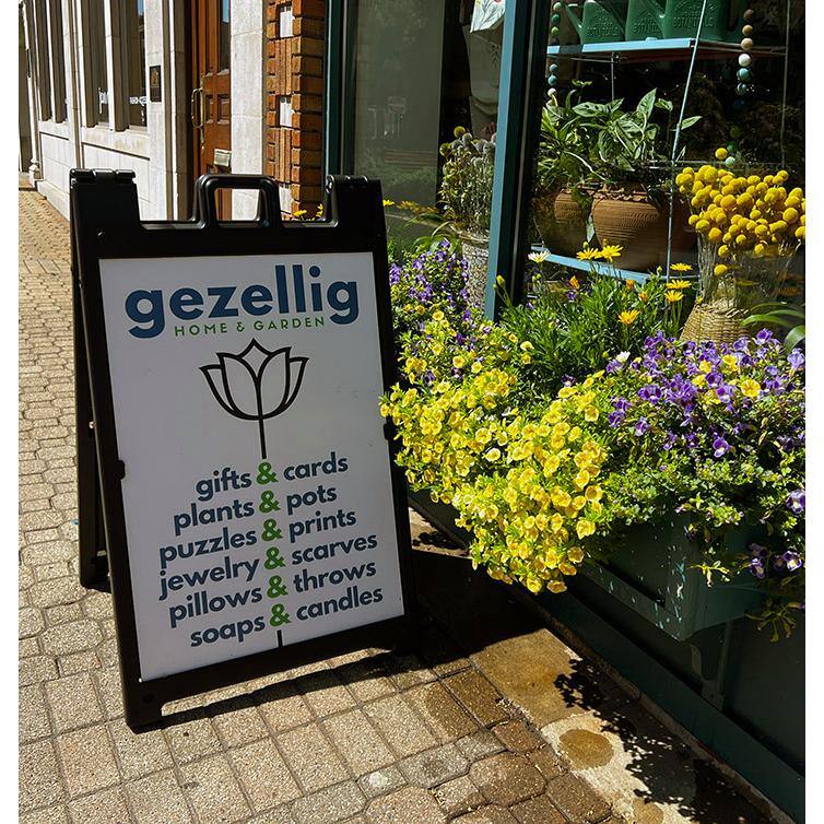 Signicade 24 in. W x 36 in. H Black Plastic Portable Foldable Double-Sided Deluxe Sign Stand - Hercitys