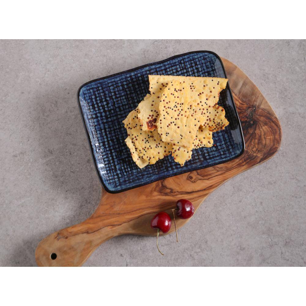 7.08 in. Denim Dark Blue Stoneware Rectangular Platter Juta (Set of 4) - Hercitys