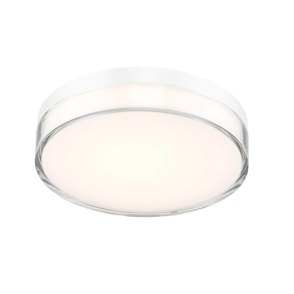 Vantage 7 in. 1-Light White Integrated LED Flush Mount with Acrylic Shade - Hercitys