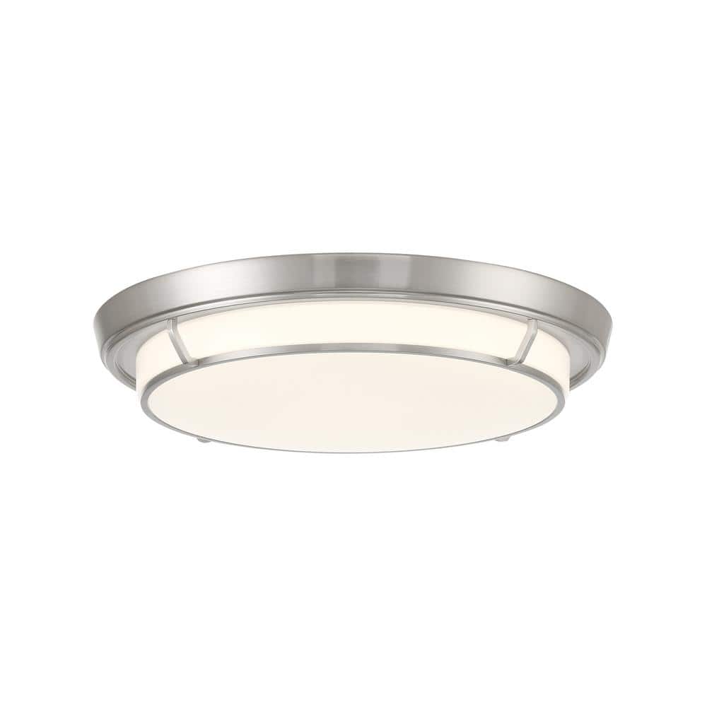Hudson 16 in. Mid-century Brushed Nickel Selectable CCT Integrated LED Flush Mount for Kitchens - Hercitys