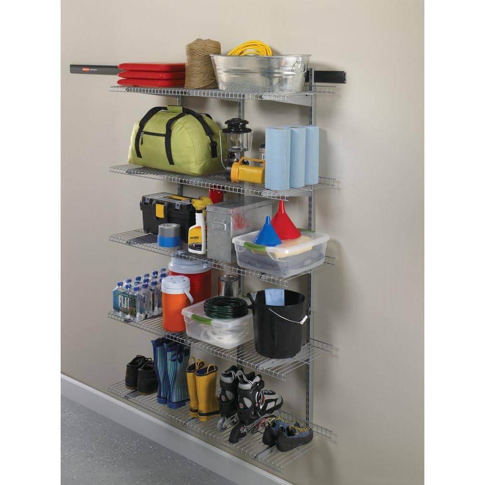 FastTrack 16 in. x 48 in. Steel Garage Wall Shelving in Silver (2-Pack) - Hercitys