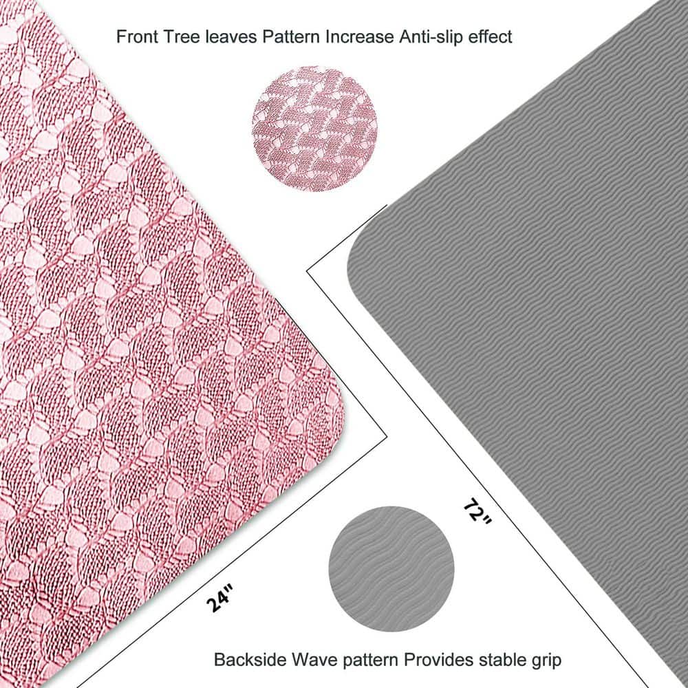 Pink 24 in. W x 72 in. L x 0.3 in. T Thermoplastic Elastomers Gym Flooring Mat (12 sq. ft.) - Hercitys