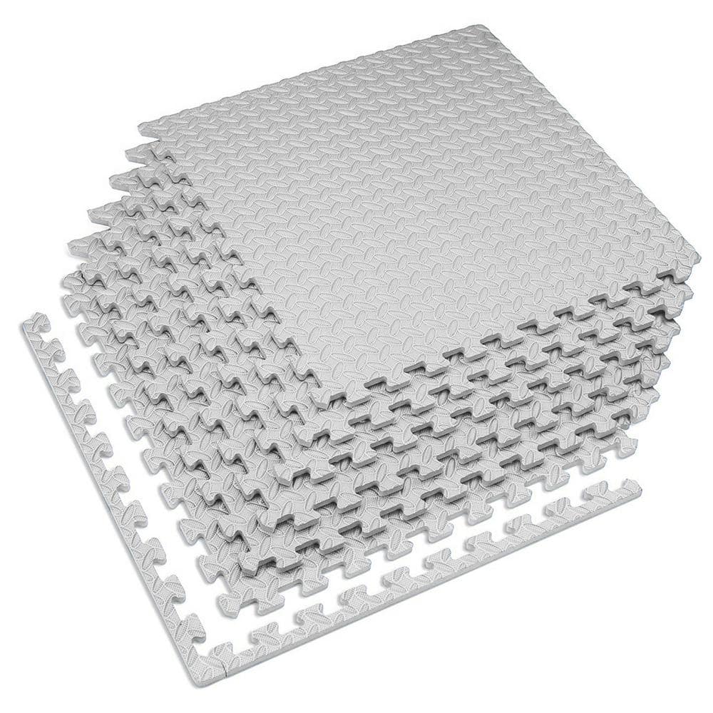 Light Gray 24 in. W x 24 in. L x 1/2 in.Thick Diamond Plate EVA Foam Exercise/Gym Tiles (6 tiles) (24 sq. ft.) - Hercitys
