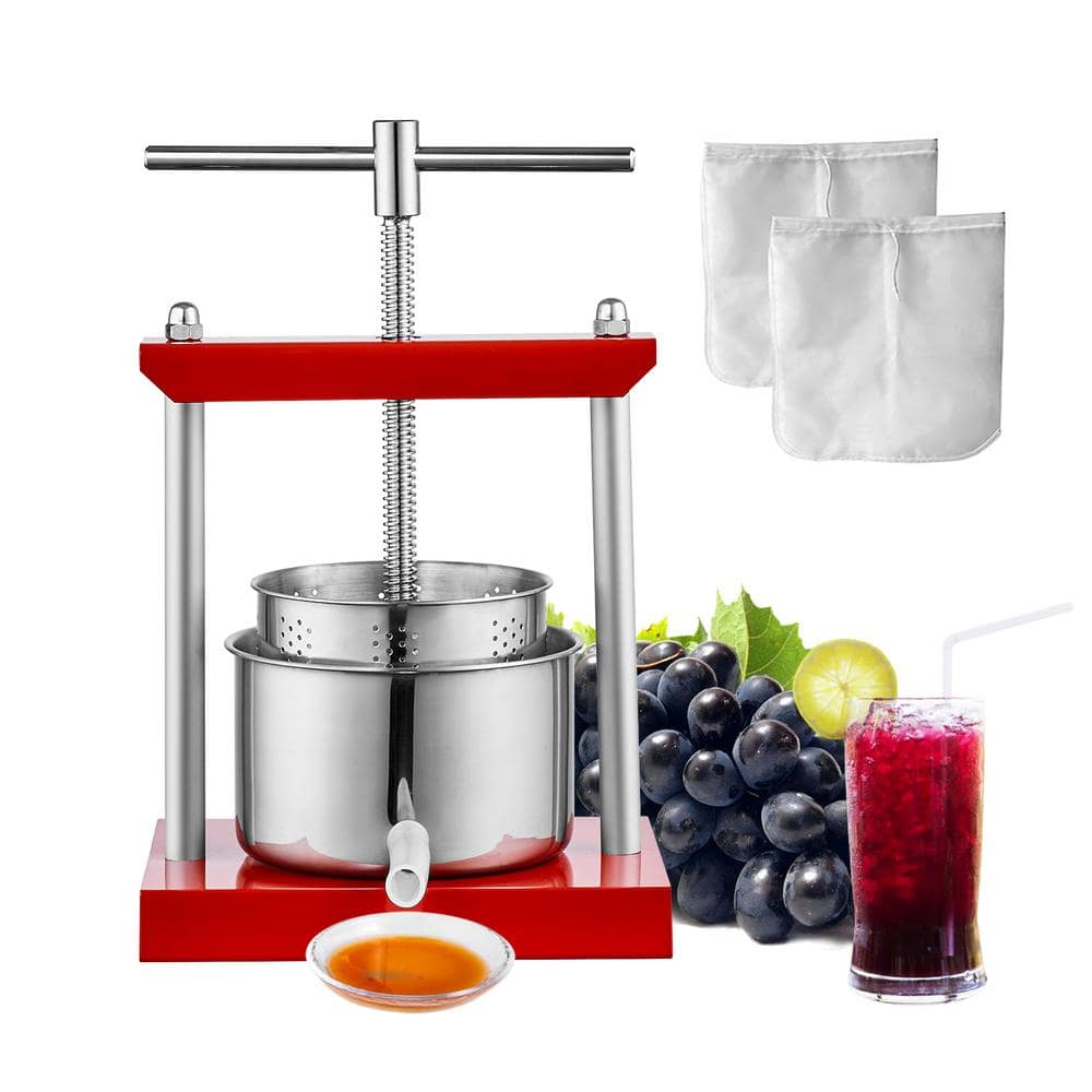 Cider Press, 0.8 gal. /3 Liter, 2 Stainless Steel Buckets, Manual Juicer, Apple Juice Grape Tincture Vegetable Press - Hercitys