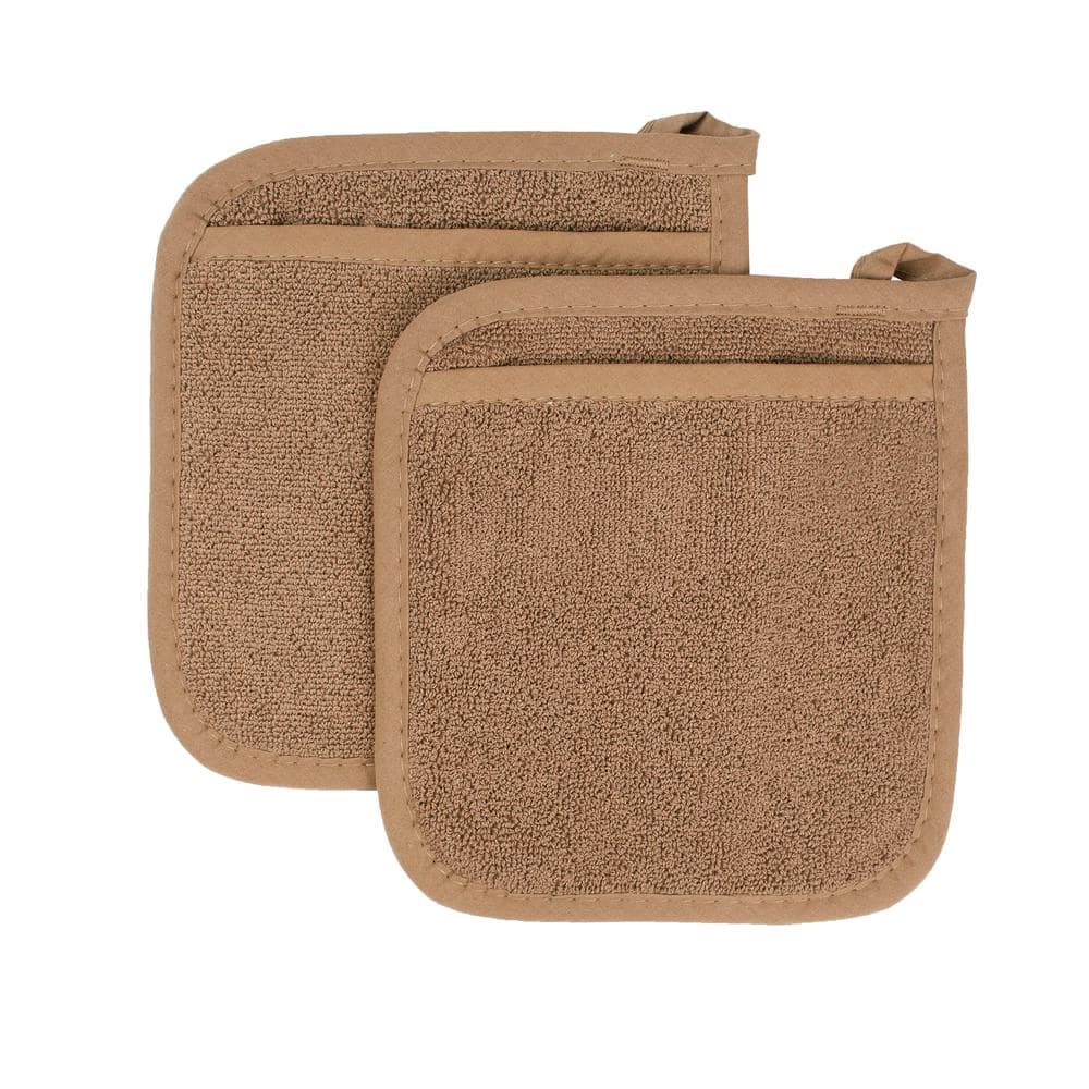 Mocha Brown Royale Terry Cotton Pocket Mitt (2-Pack) - Hercitys
