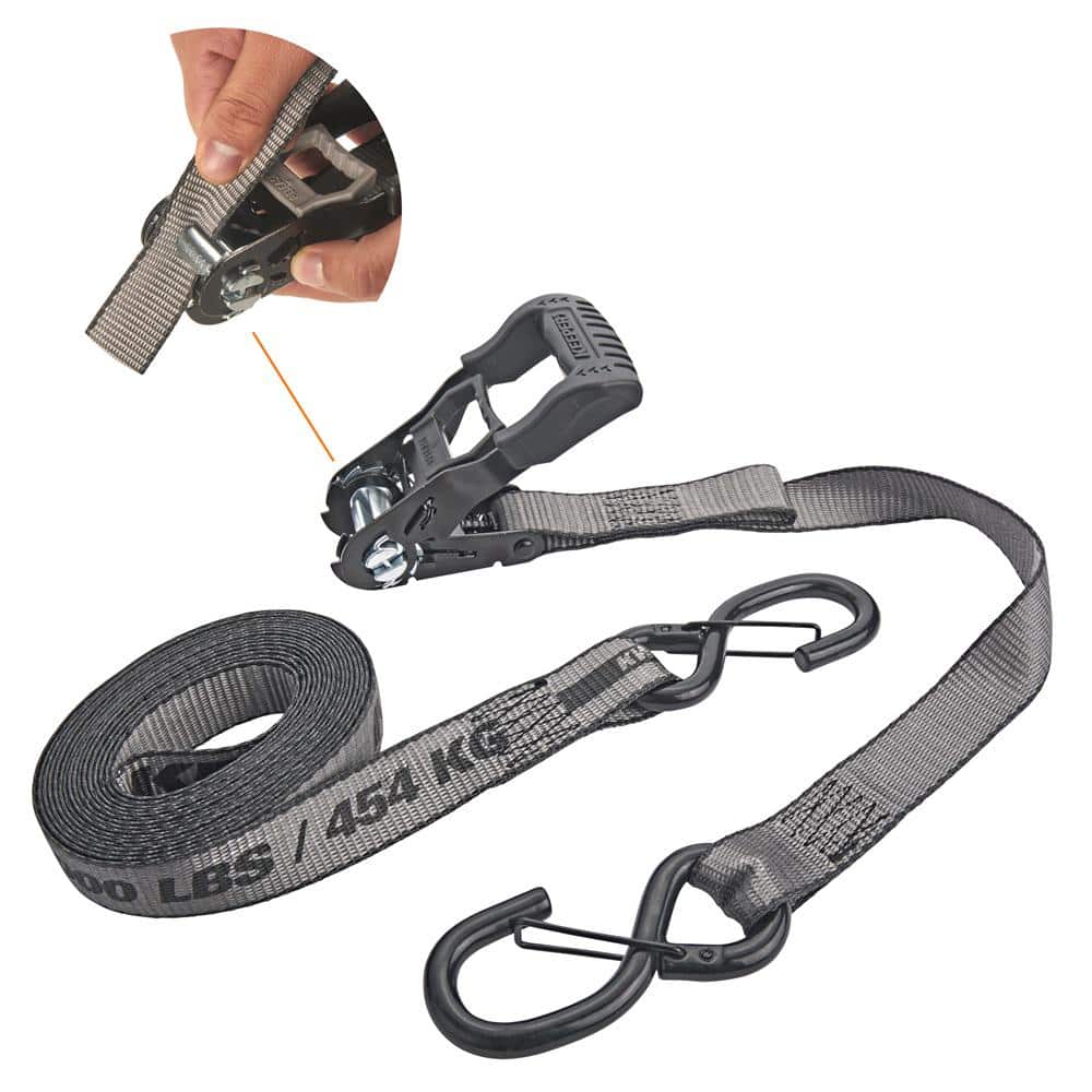 KwikFeed Ratchet Tie Down Strap 16ft. x 1.25in. 1,000lbs. with Safety Clip (2-Pack) - Hercitys