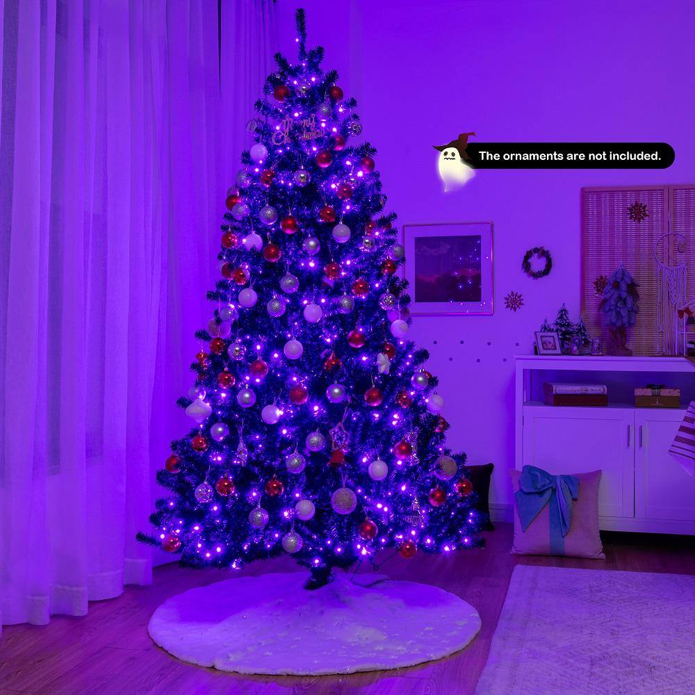 7 ft. Pre-Lit Black Halloween Tree Hinged Artificial Christmas Tree - Hercitys