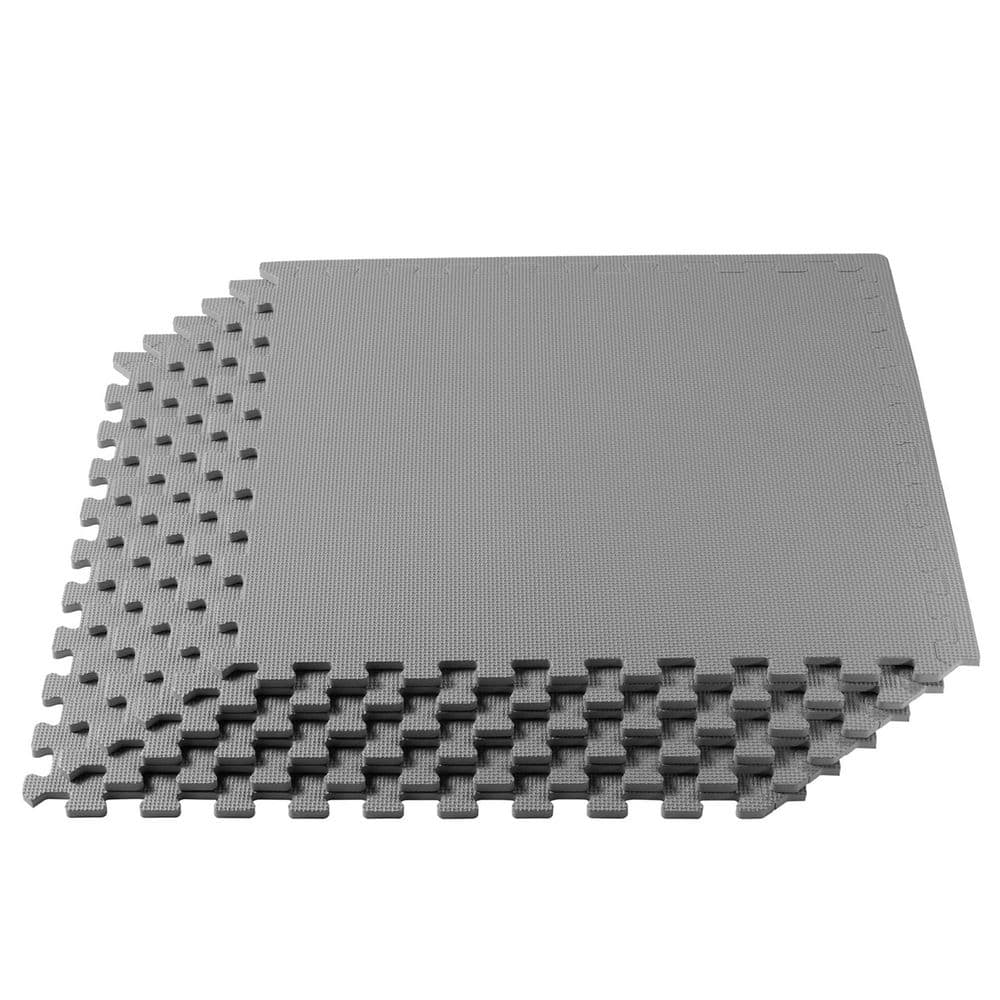 Light Gray 24 in. W x 24 in. L x 3/8 in. T Interlocking Foam Gym Flooring Mat (6 Tiles/Pack) (24 sq. ft. ) - Hercitys