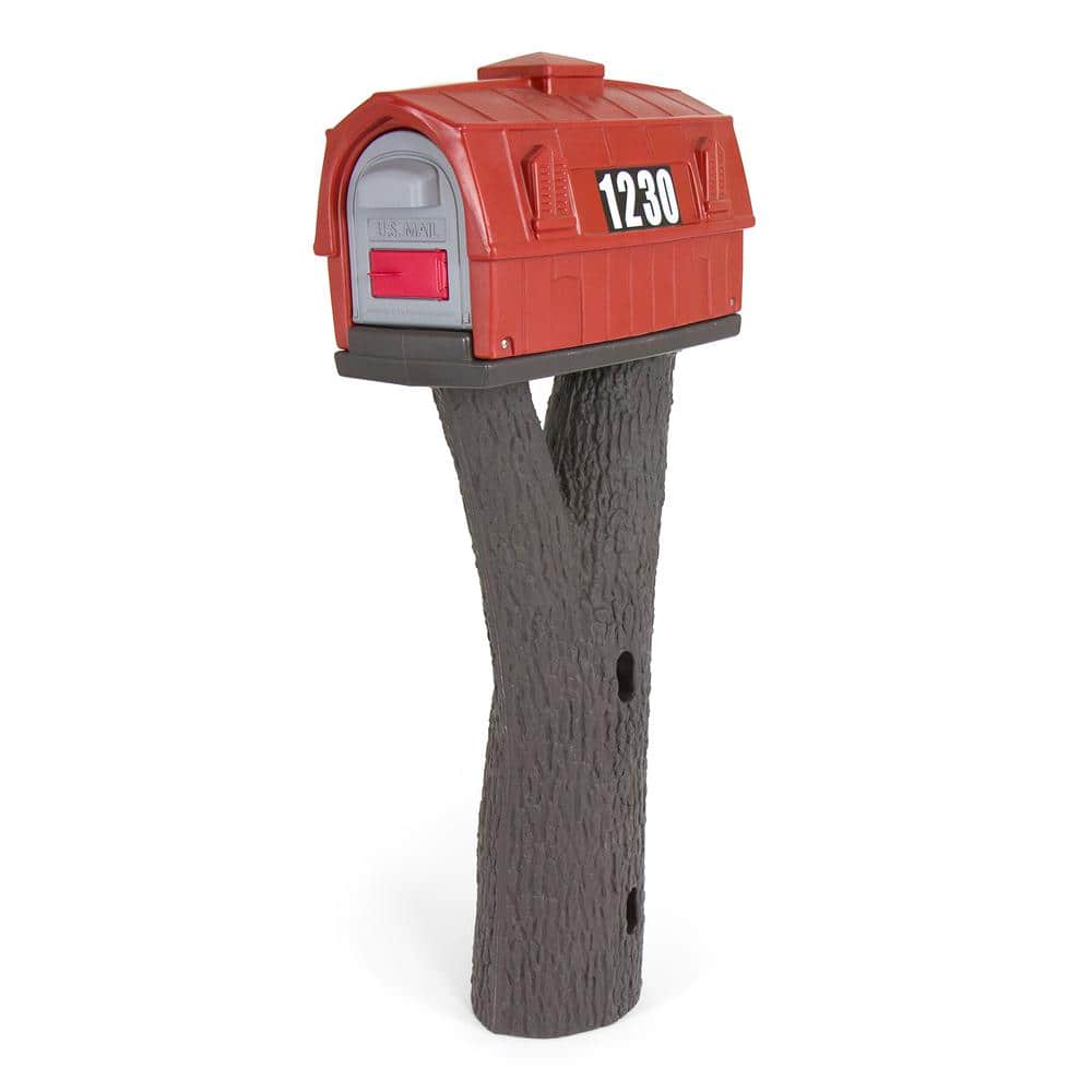 Rustic Barn Burnt Red/Espresso Post Mount Mailbox - Hercitys