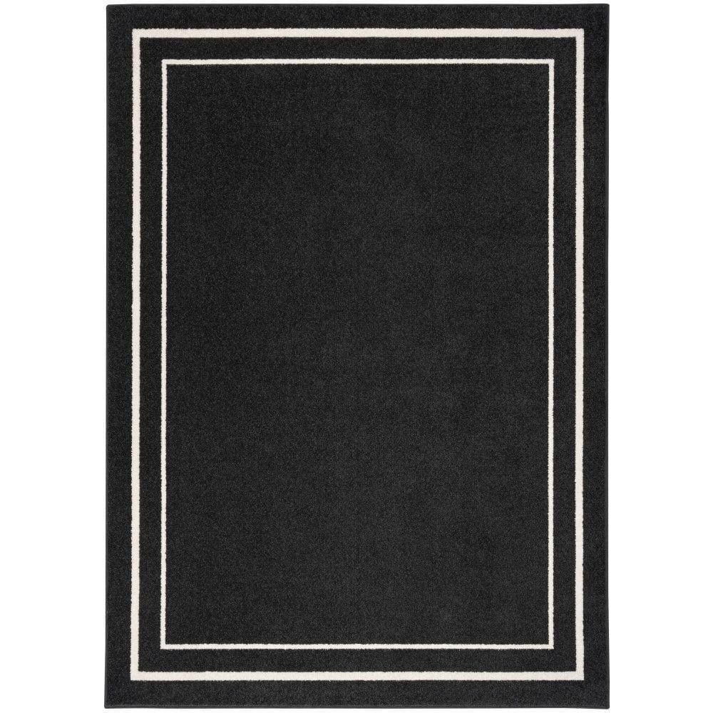 Essentials Black Ivory 5 ft. x 7 ft. Solid Contemporary Indoor/Outdoor Area Rug - Hercitys