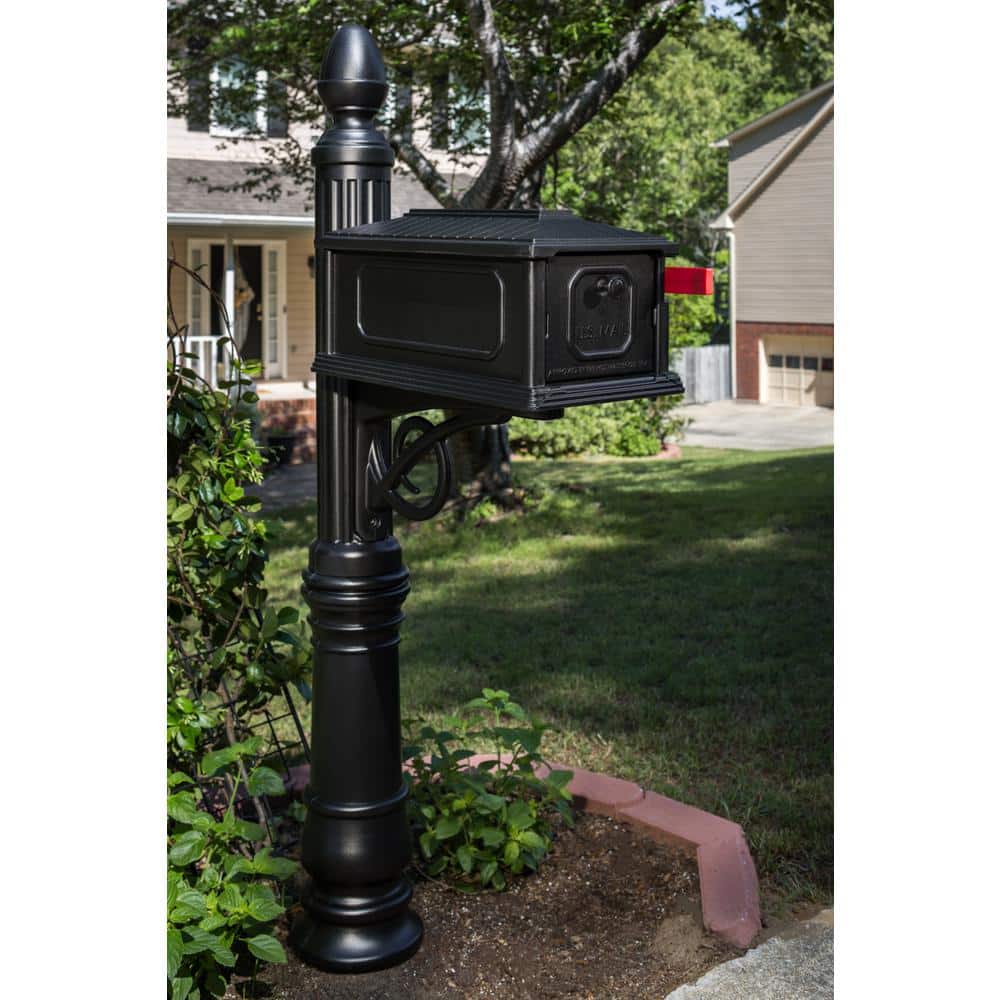 Stratford Black, Medium, Plastic, All-In-One Mailbox and Post Combo - Hercitys