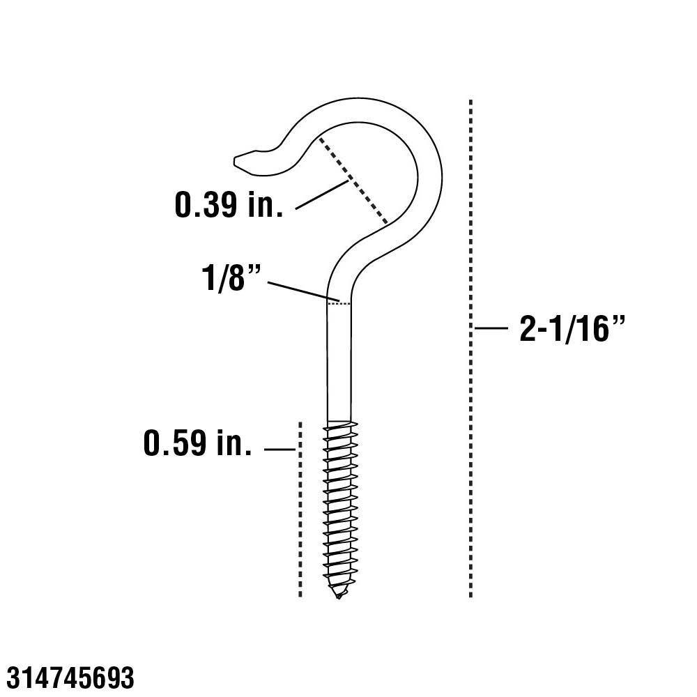 Screw Hook 1/8 in. x 2-1/16 in. Z CP - Hercitys