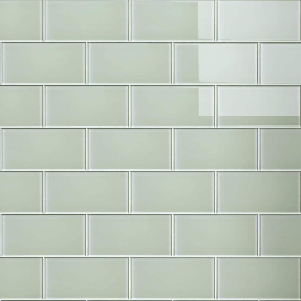 Crystile Soft White 3 in. X 6 in. Glossy Glass Subway Tile (10 sq. ft./Case) - Hercitys