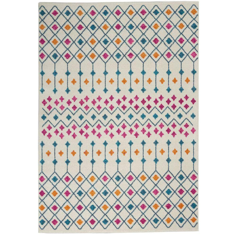 Passion Ivory/Multi 5 ft. x 7 ft. Diamond Geometric Modern Area Rug - Hercitys