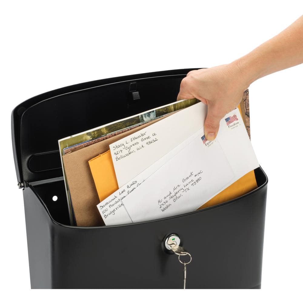 Princeton Black, Medium, Steel, Locking Wall Mount Mailbox - Hercitys