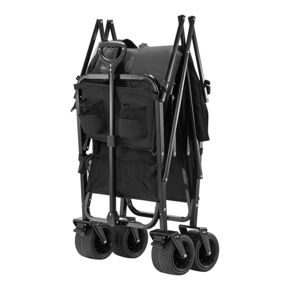 Double Decker Wagon Collapsible, 300L Heavy Duty Folding Wagon Cart, Up to 450 lbs., 5.94 cu. ft., Steel, Garden Cart - Hercitys