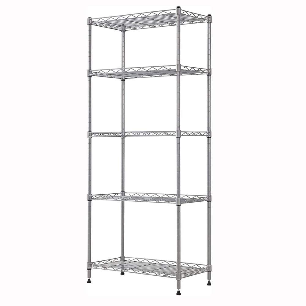 Silver 5-Tier Metal Garage Storage Shelving Unit (21.2 in. W x 53.5 in. H x 11.8 in. D) - Hercitys