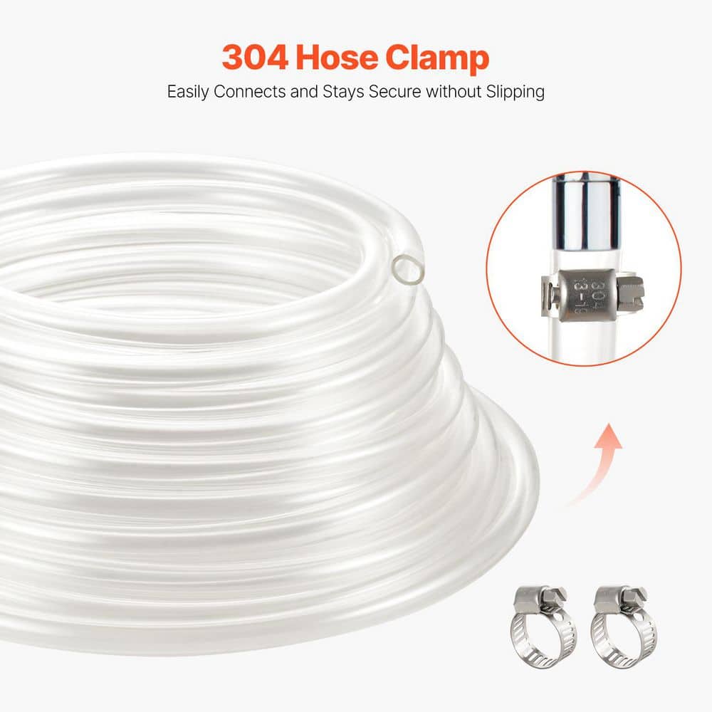 Clear Vinyl Tubing, 3/8 in. ID x 1/2 in. OD, 50 FT. Plastic PVC Tubing, Cuttable Clear Hose, 1/16 in. Wall Thickness - Hercitys