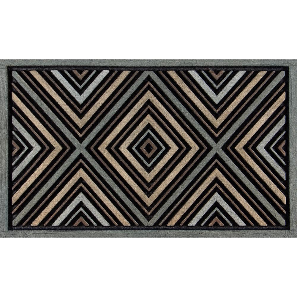 Wood Diamonds Multi 18 in. x 30 in. Rubber Backed Non-Slip Outdoor Door Mat - Hercitys