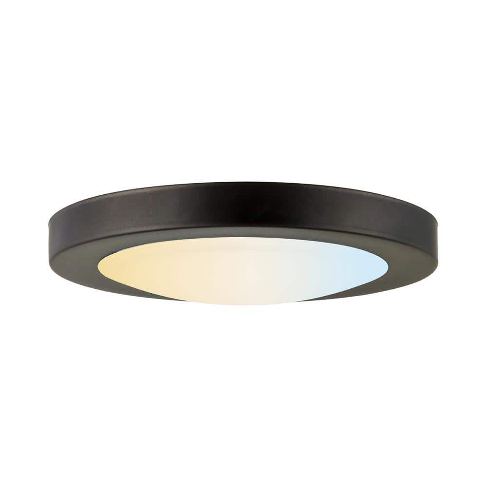 7 in. Bronze Mini Flush Mount with Acrylic Shade, Selectable CCT (1 Light) - Hercitys