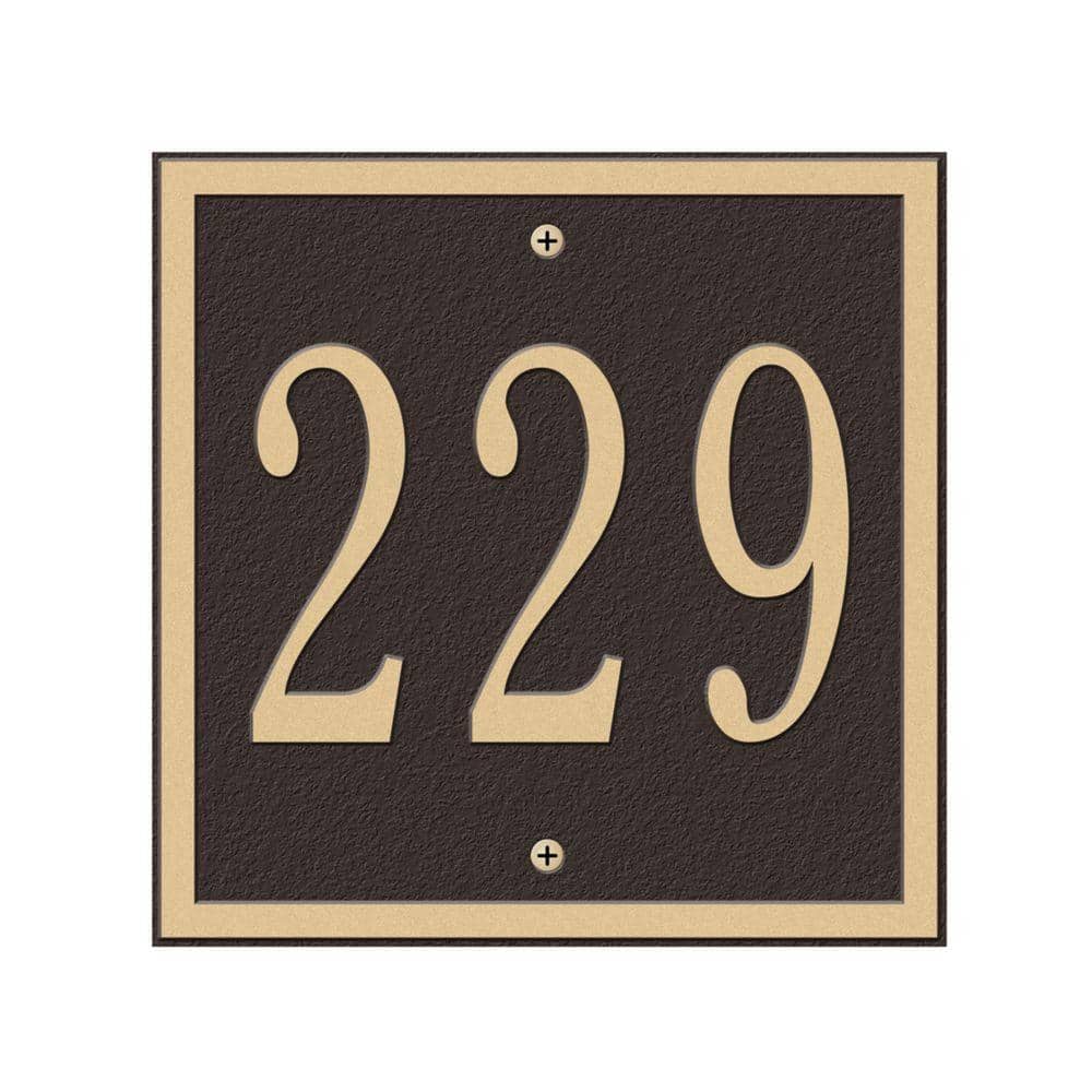 Square Petite Wall 1-Line Address Plaque – Bronze/Gold - Hercitys