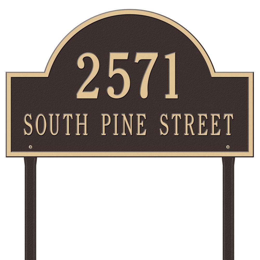 Arch Marker Estate Lawn 2-Line Address Plaque – Bronze/Gold - Hercitys