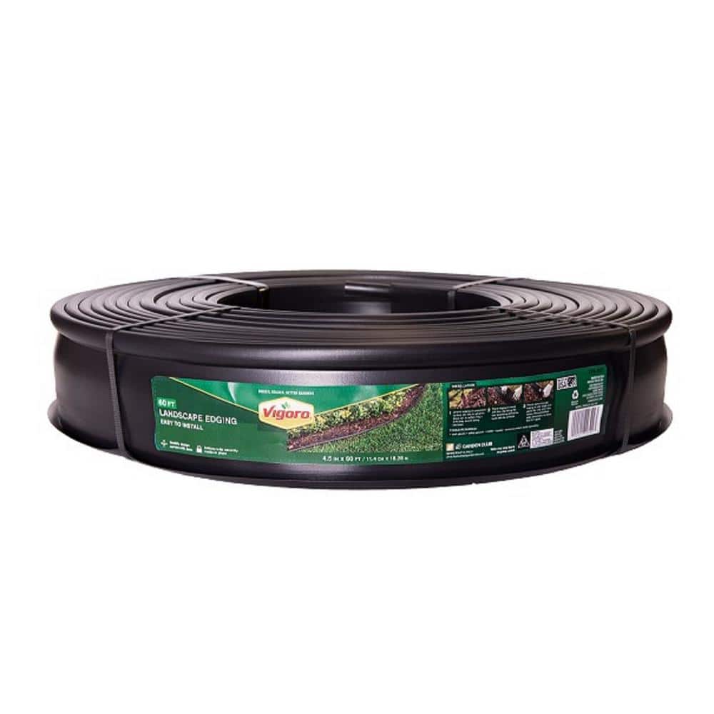 60 ft. x 0.5 in. x 4.5 in. Black Plastic Dig-In Landscape Edging - Hercitys