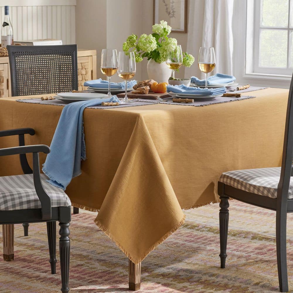 Company Cotton Solid Fringe 70 in. W x 90 in. L Amber Tablecloth - Hercitys