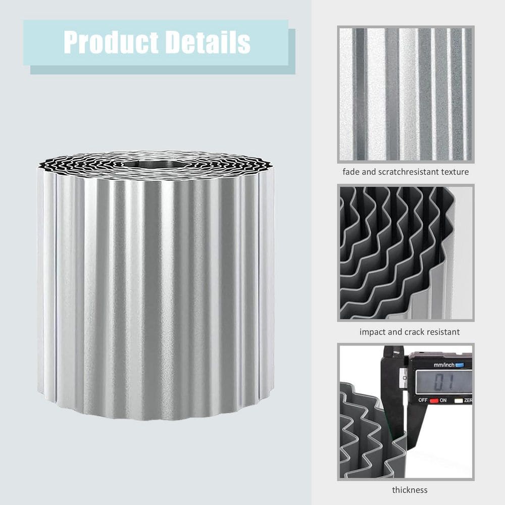 6 in. x 40 ft. Corrugated Metal Garden Edging Easy to Install Landscape Edging Border for Garden Fence Edging, Sliver - Hercitys