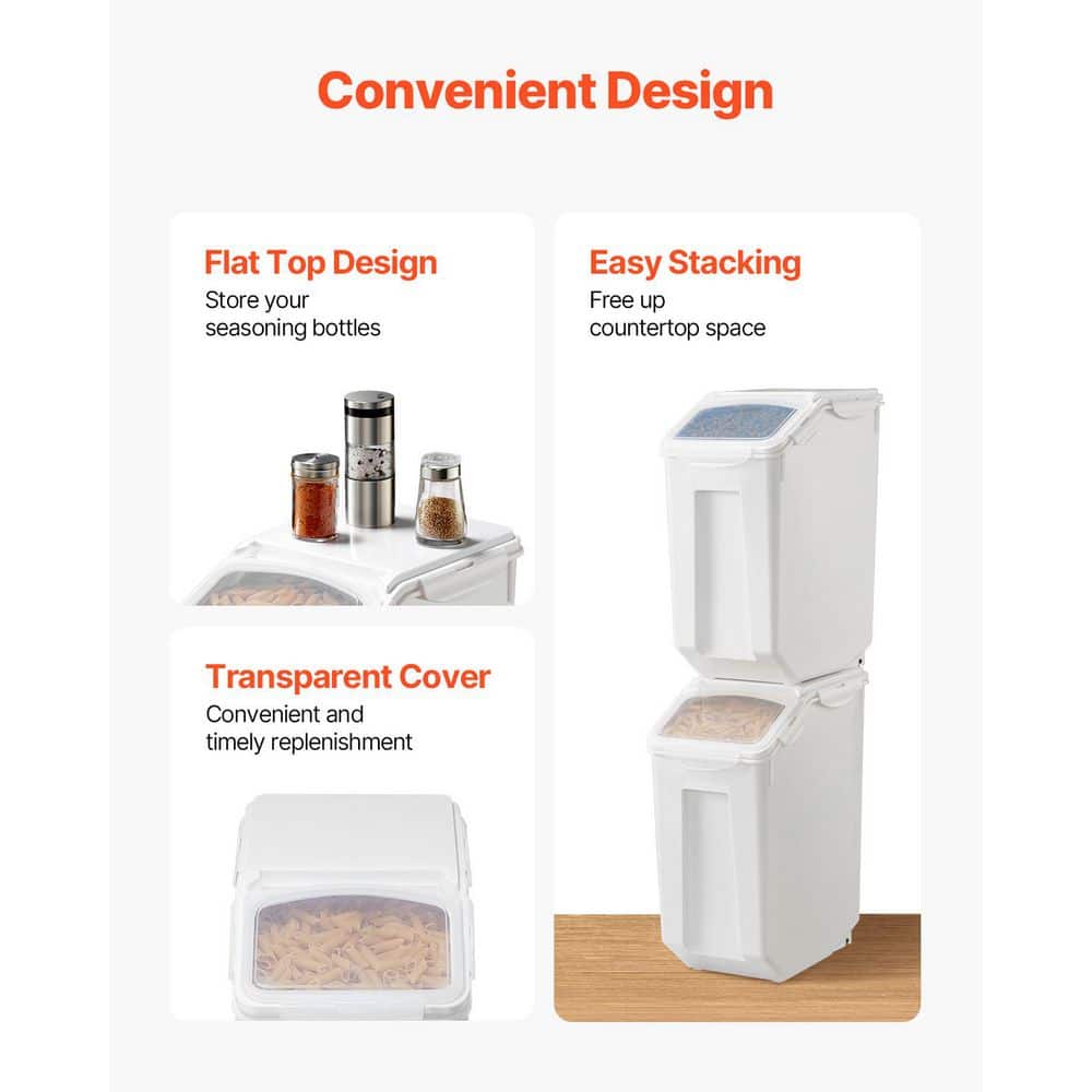 Rice Storage Container, 4. 5 gal. /20L Capacity Large Dog Food Dispenser Bin, Kitchen Ingredient Grain Cereal Flour Bin - Hercitys