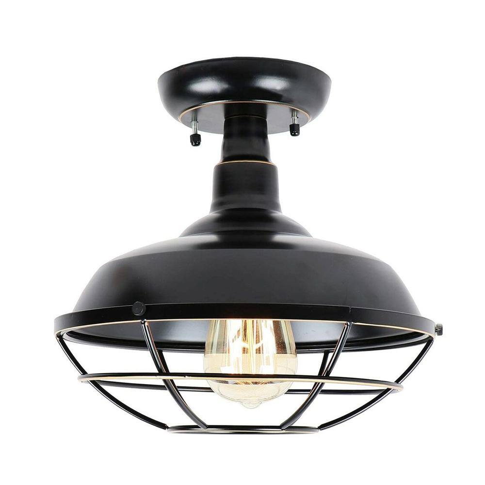 Penny 10.2 in. 1 Light Black Semi-Flush Mount - Hercitys