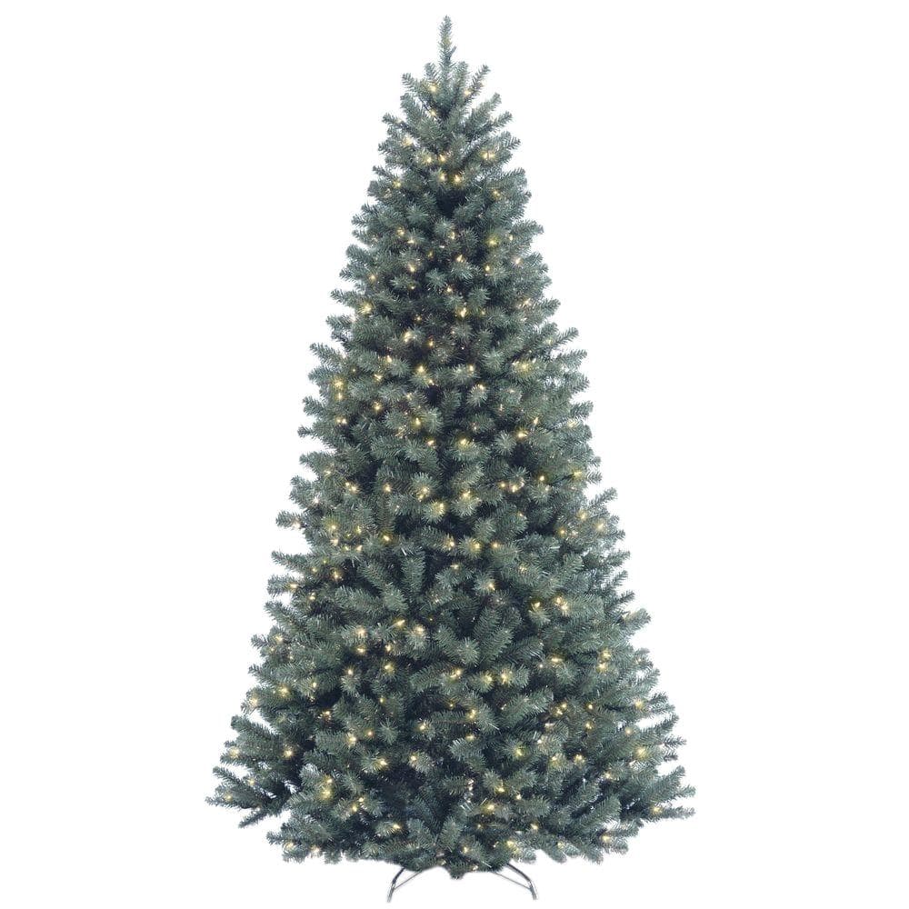 7-1/2 ft. North Valley Spruce Blue Hinged Artificial Christmas Tree with 700 Clear Lights - Hercitys