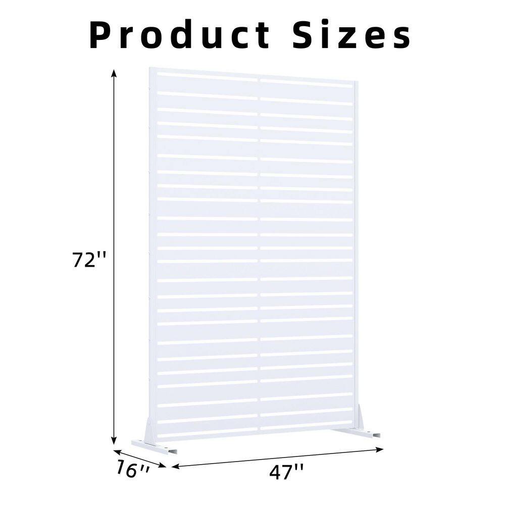 72 in. x 47 in. White Galvanized Steel Garden Fence - Hercitys