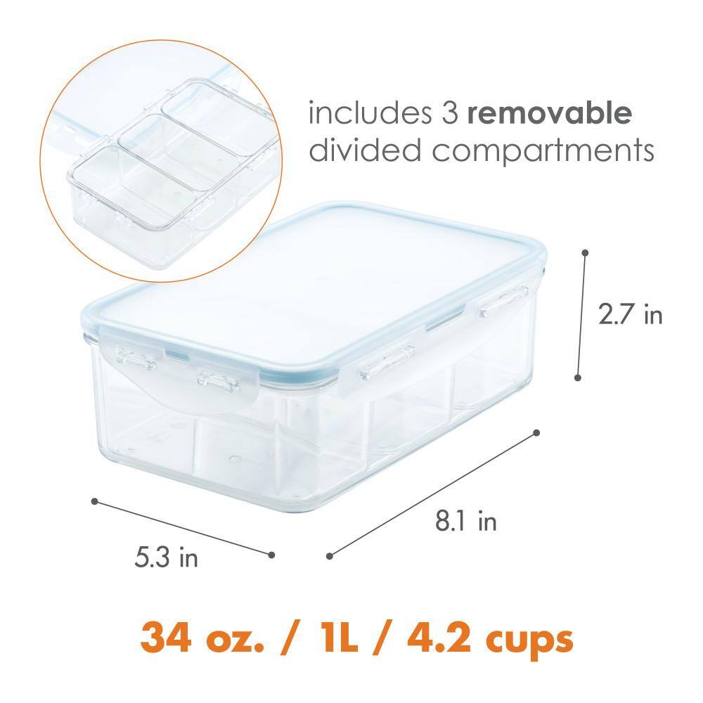 Purely Better Rectangular Food Storage Container with Divider 34-Ounce - Hercitys