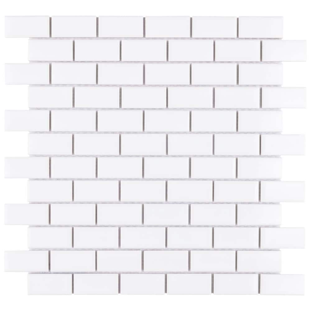 Metro Subway Glossy White 11-3/4 in. x 11-3/4 in. Porcelain Mosaic Tile (9.8 sq. ft./Case) - Hercitys