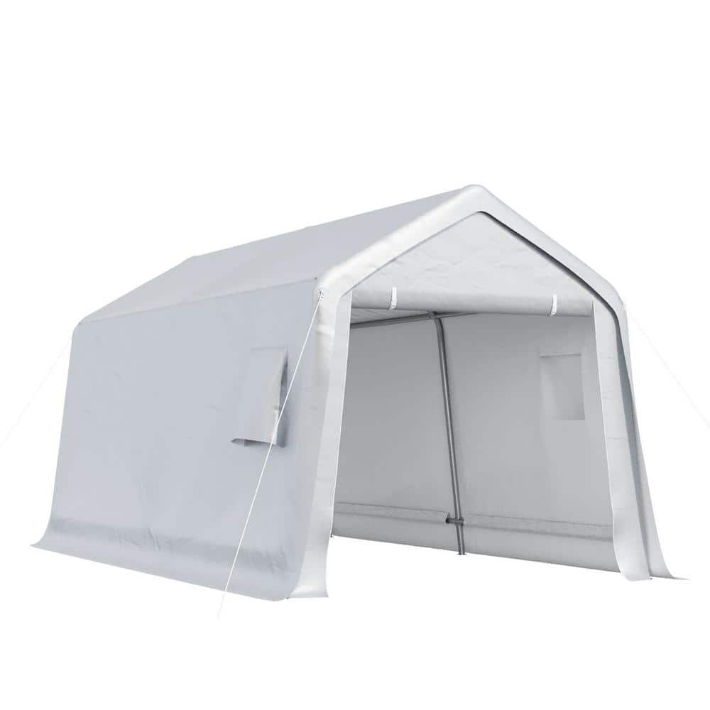 8.6 ft. W x 14 ft. D x 7.5 ft. H Outdoor Storage Tent, Tool Shed, Carport, Portable Garage for Patio, Garden, Grey - Hercitys