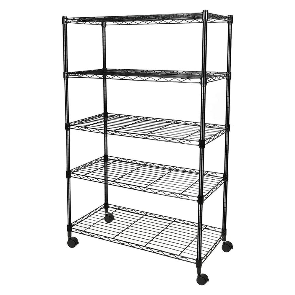 Heavy Duty 5-Shelf Shelving Unit 1250 lb. Capacity, 29.92 in. W x 13.98 in. D x 62.99 in. H, 5 Tier, Black - Hercitys