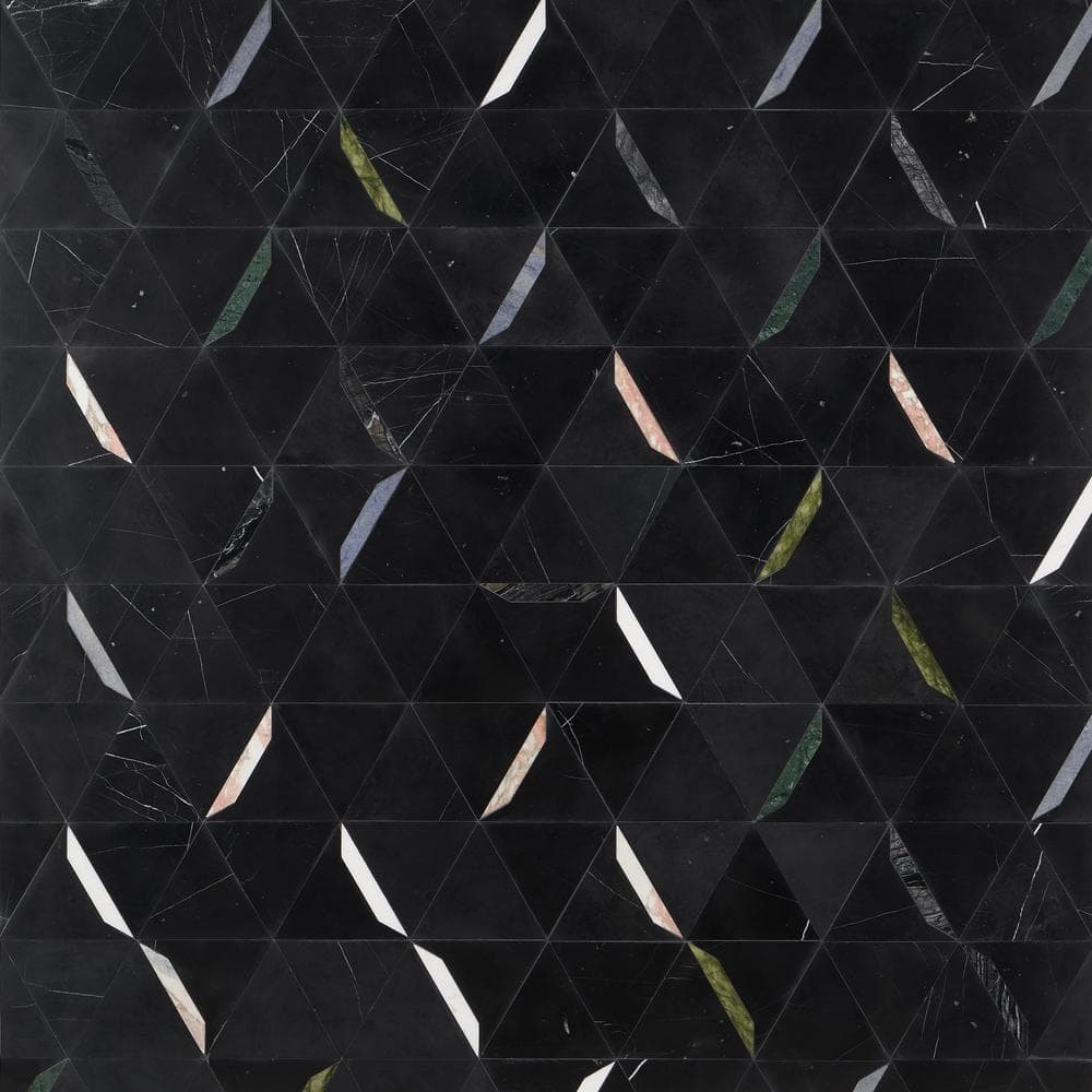 Zandara Nero Gem 12 in. x 20.5 in. Polished Marble Floor and Wall Mosaic Tile (1.7 sq. ft./Each) - Hercitys