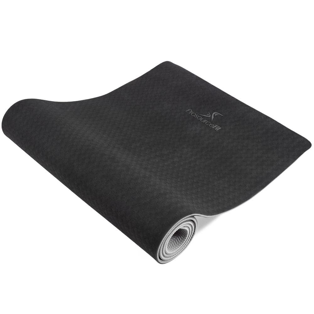 Black/Grey 72 in. L x 24 in. W x 0.25 in. T Natura TPE Yoga Mat Non Slip Waterproof (12 sq. ft. covered) - Hercitys